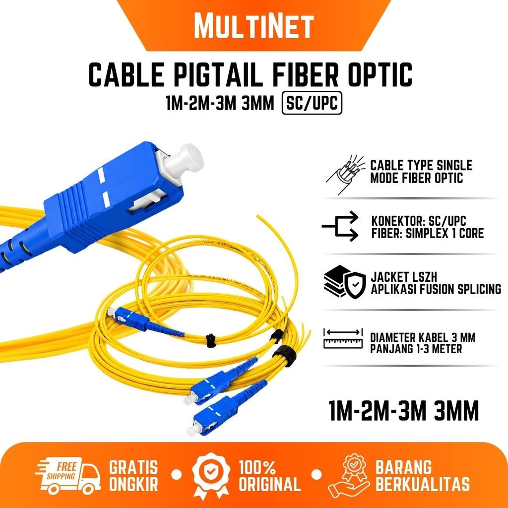 Pigtail SC UPC 3mm Pigtail SC UPC panjang 1 Meter