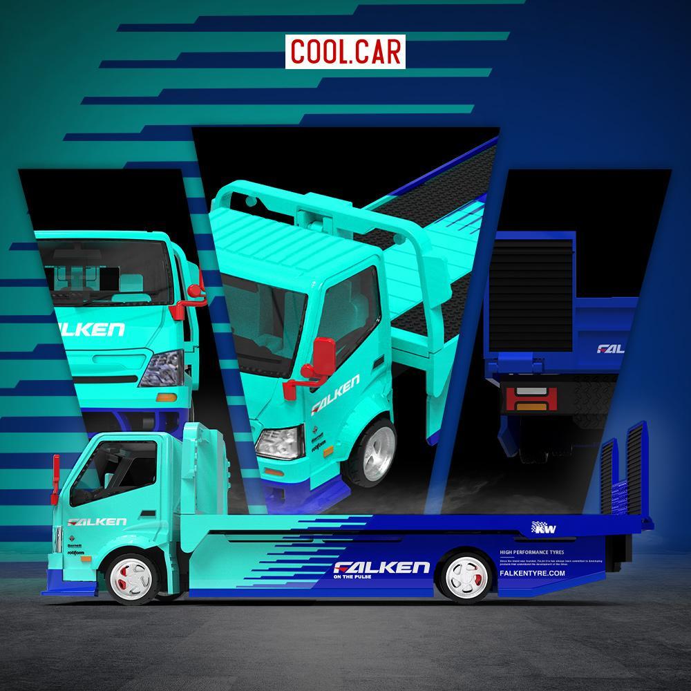 Cool Car 1:64 Hino H300 Flatbed Transport Trailer Truck Falken Limited