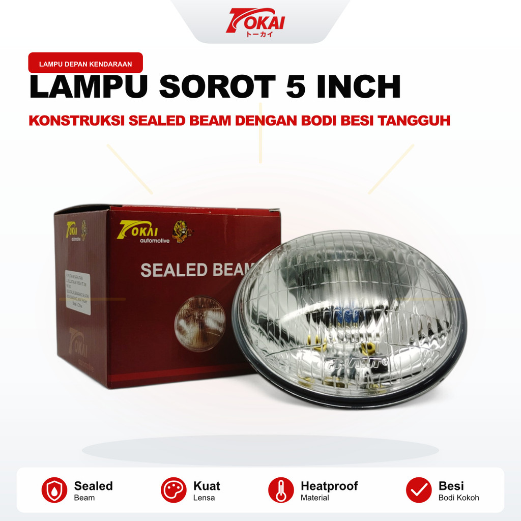 seal beam/sealed beam/headlamp/lampu depan 24V/12V 5 inchi kaki 3 100/90 watt COLT DIESEL PS/RINO
