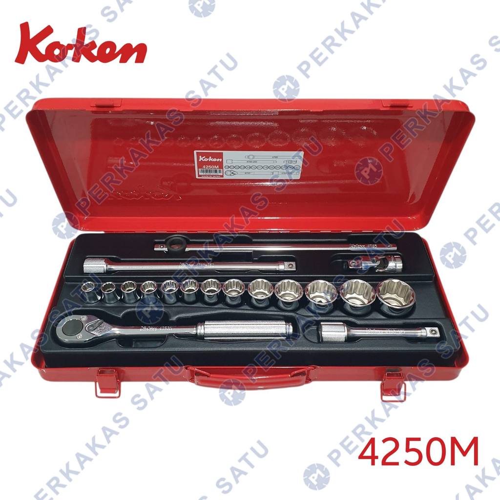 KOKEN MATA SOCK SET 1/2" 18PCS 12PT KOKEN 4250M JAPAN SOCKET WRENCH SET 18 PCS 12 PT