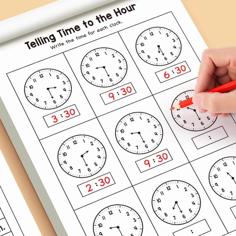 32 Page Telling Time Exercise Time Cognition Book Interactive Game Book about Time Fun Time Game Dra