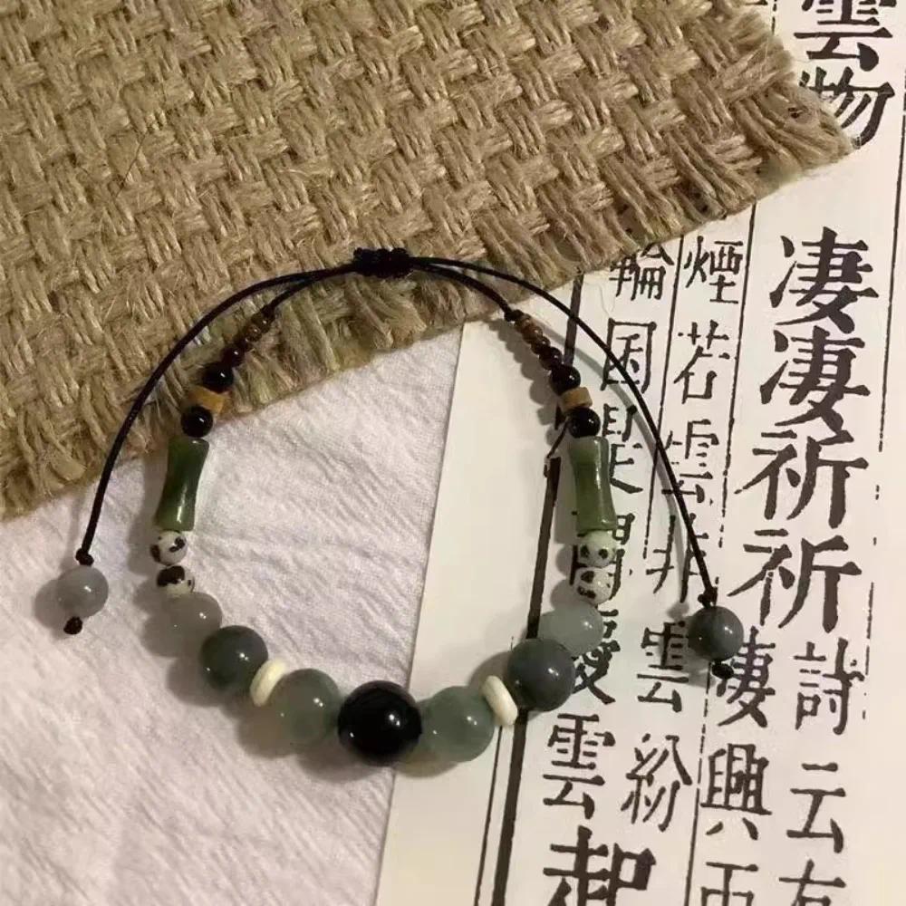 Gelang Manik-manik Bambu Baru Gaya Cina, Gelang Manik-manik Vintage, Gelang Tali Kepang Manik-manik,