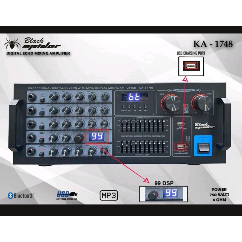 Amplifier BLACKSPIDER KA1748 Original Ka 1748 dsp blackspider
