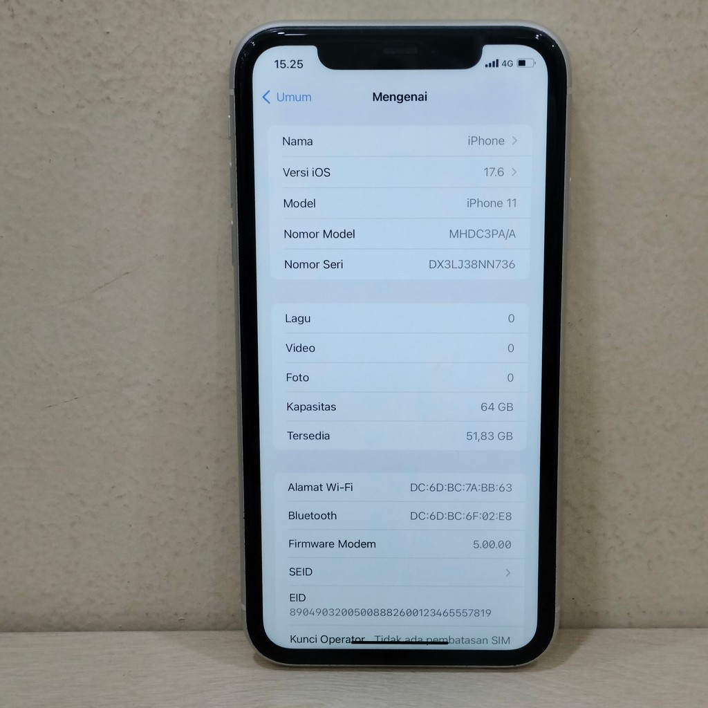 (N736-18) IPHONE 11 RAM 64GB (IBOX) PA/A, BATANGAN NO CHARGER "691720"