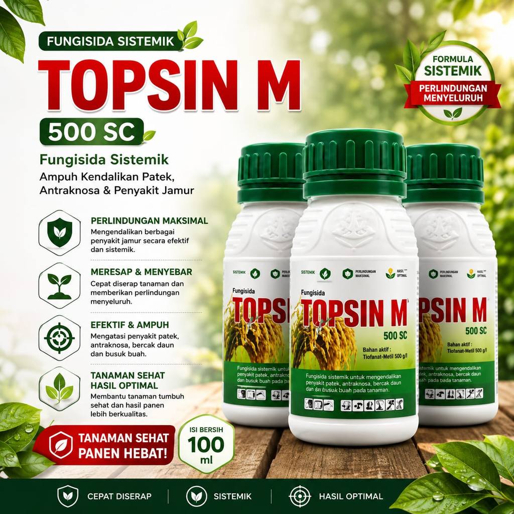 Fungisida Topsin 500 SC 100ml - Obat Jamur Sistemik Padi Bawang Cabai Melon