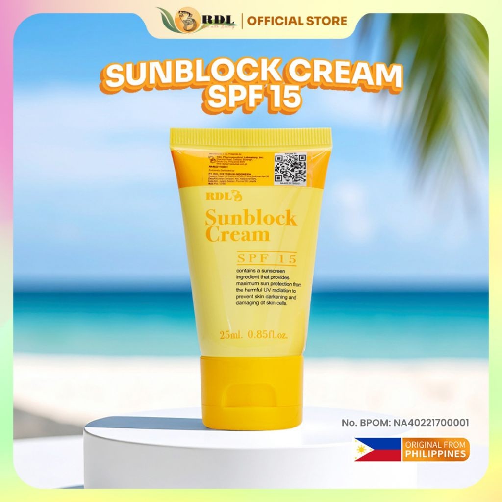 RDL Sunblock Cream SPF 15 UVA UVB Protection Sunscreen Tabir Surya Wajah Semua Jenis Kulit 25Ml