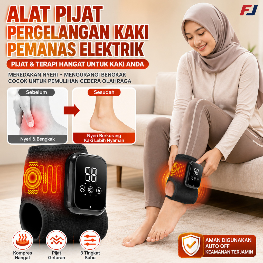 [Pereda Nyeri Pergelangan Kaki] Pijat Pergelangan Kaki Elektrik Dengan Pemanas/Penyangga Pergelangan