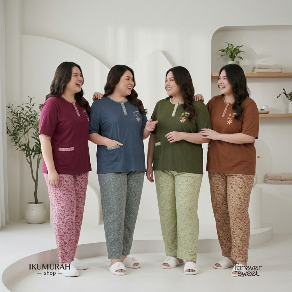 Baju Tidur Jumbo Celana Panjang  5XL  Forever Sweet