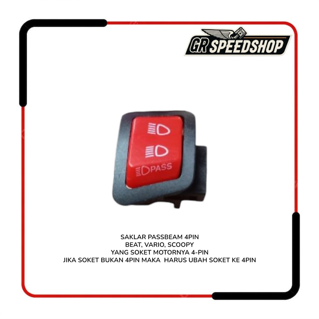 Tombol Saklar pass beam Honda VIETNAM merah Tombol pass beam piu piu Dimmer jauh Dekat pass beam+soc