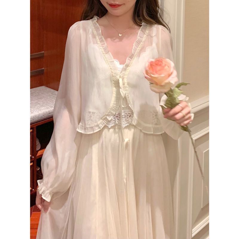 [RONA CANTIK] Cardigan Pelindung Matahari Model Baru Serbaguna Wanita Outer Tipis Pendek Bahan Sifon