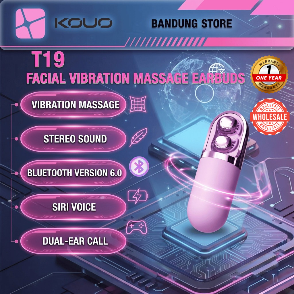 KOUO BANDUNG T19 TWS Facial Vibration Massage Headset Bluetooth 6.0 Earphone Wireless Earbuds Mini S