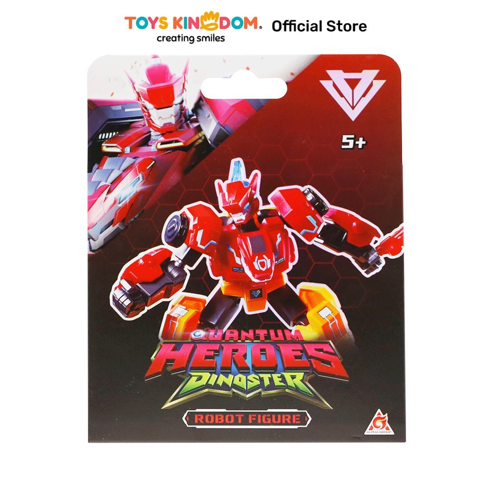 Toys Kingdom Alpha Group Quantum Heroes Dinoster Action Figure Raptor Tron 10 cm - Merah/Kuning Figu
