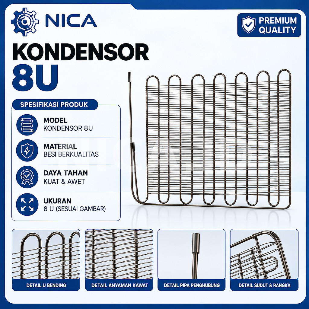 Kondensor Kulkas 8U Condenser Showcase Freezer Kawat Universal untuk Sharp Polytron LG