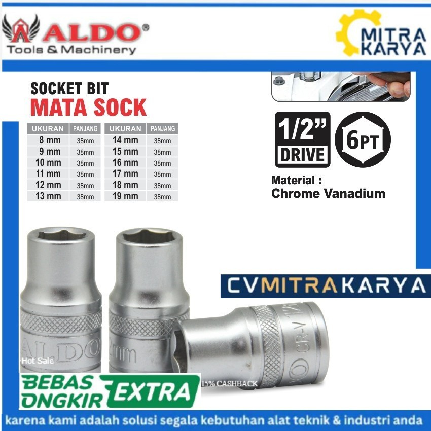 MATA KUNCI SOK SOCK SHOCKET SHOKET BIT CR-V  DRIVE 1/2” 1/2 INCH INCHI Dr. 6PT 6 POIN 8 MM 9MM 10MM 
