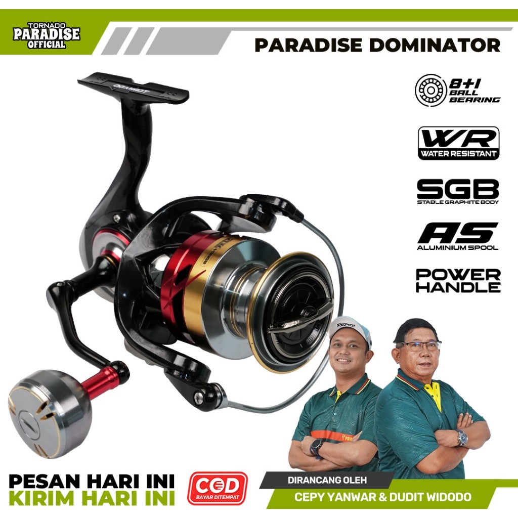 Paradise - Reel Pancing Dominator – Putaran Super Halus + Knob Metal Kuat 8+1 Bearing Stabil Graphit