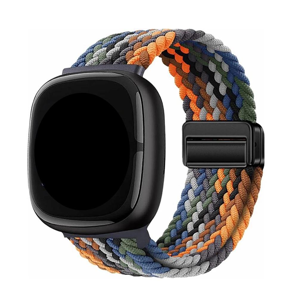 Braided Bands For Fitbit Versa 4/Fitbit Versa 3/Sense 2/Sense 1, Magnetic Clasp Wristband for Fitbit