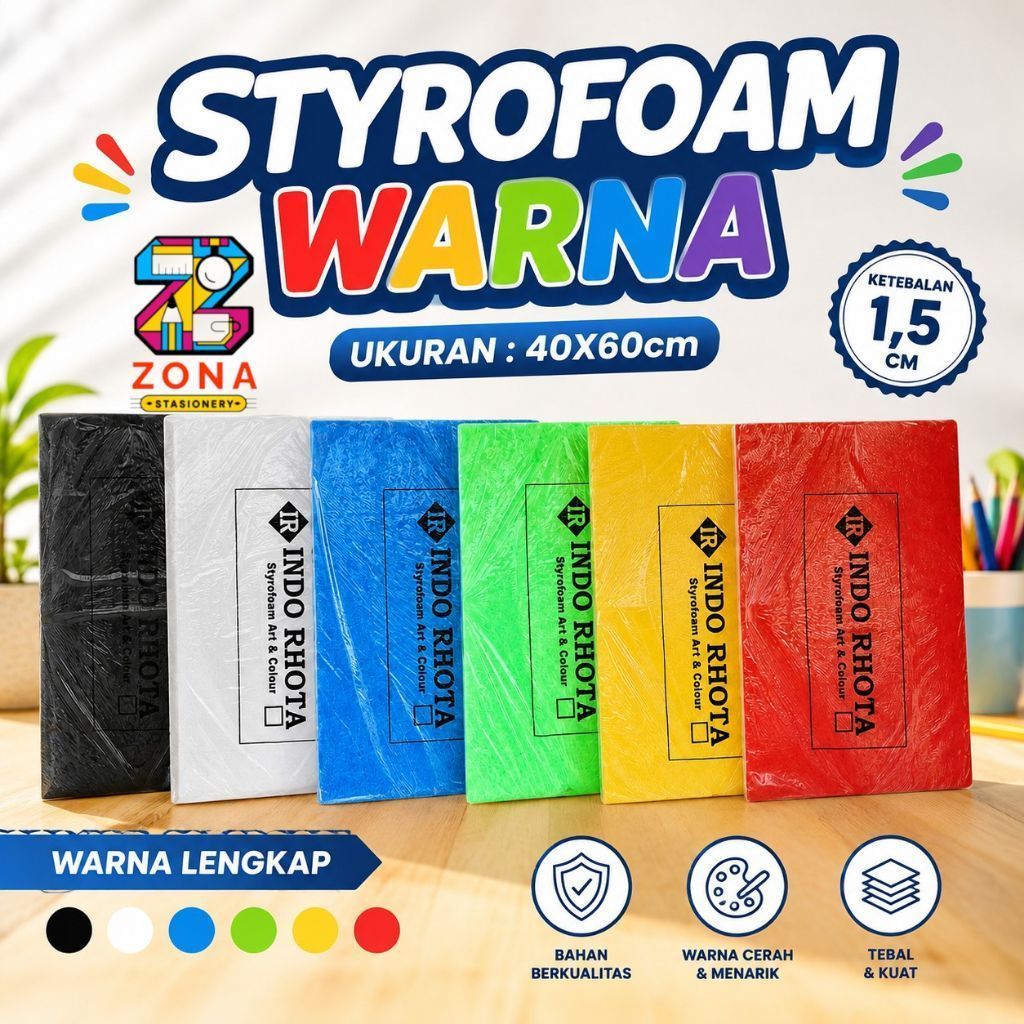 Styrofoam Warna 40×60 cm / Styrofoam Lembaran / Styrofoam Warna Warni / Gabus Styrofoam Lembaran