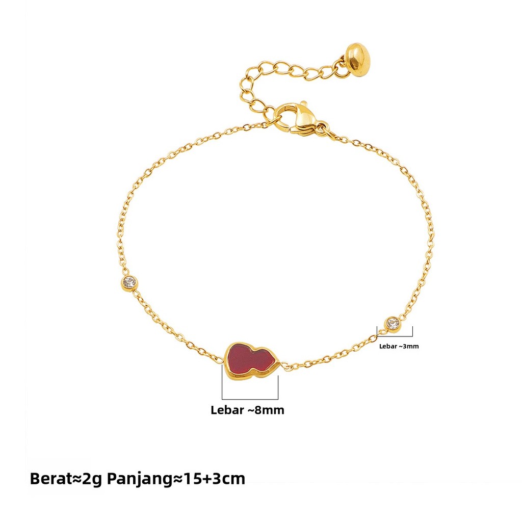 Gelang merah modis dari emas 18 karat