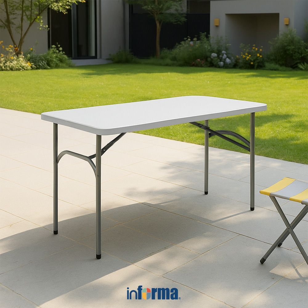 Informa Logan Meja Lipat- Putih Folding Table Meja Foldable Portable Table Dapat Dilipat Foldable De