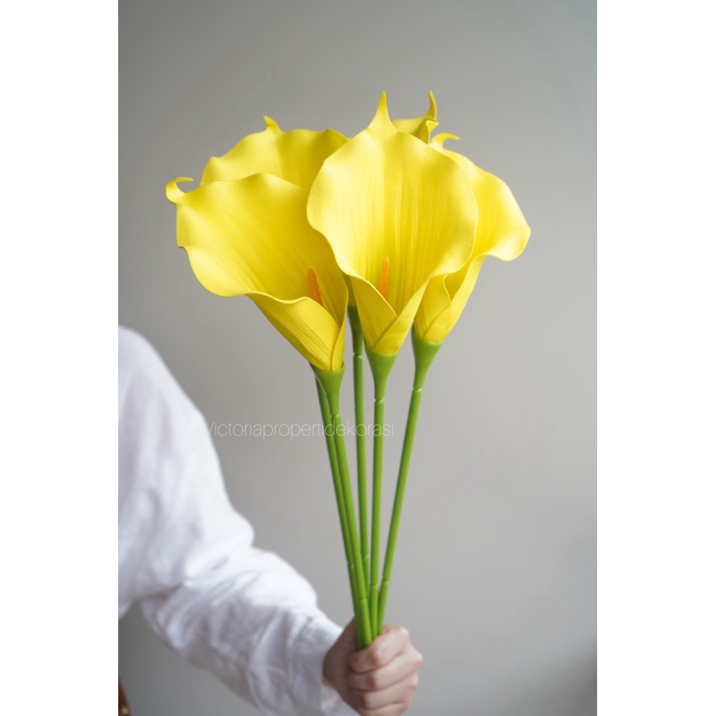 Terlaris =[Home Decor] Victoriapropertidekorasi Bunga Artificial Calla Lily Dekorasi T78 cm Latex Ju