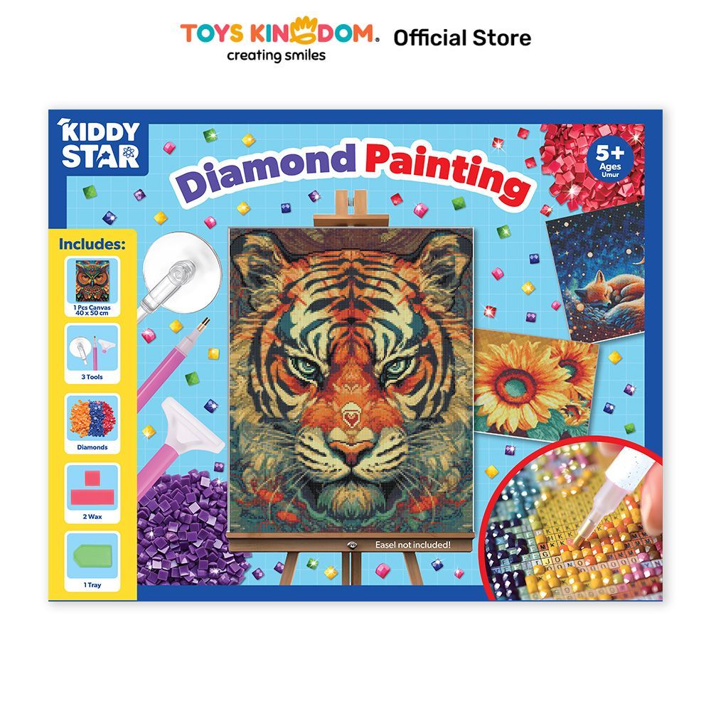 Toys Kingdom Kiddy Star 40x50 cm Set Diamond Painting Tiger Lukisan Kristal Mozaik Kit Hobi Kerajina