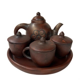 Poci Set Tanah Liat/Set Teko Cangkir Teh Poci Gerabah Tanah Liat Tradisional/Set Poci Aladin