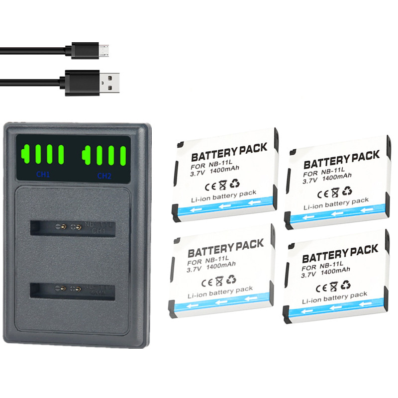 1400mAh NB 11L Battery Charger With NB11L NB-11L Battery Set For Canon SX410 is SX420 is Lxus 182 IX