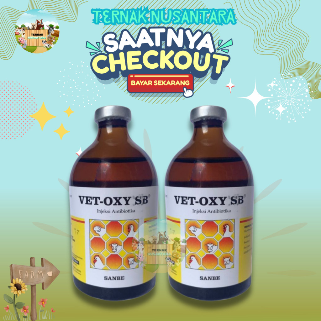 VET OXY SB 100ML & VET OXY SB 50ML SANBE - Obat Antibiotik Anti Infeksi Bakteri Hewan Vetoxy