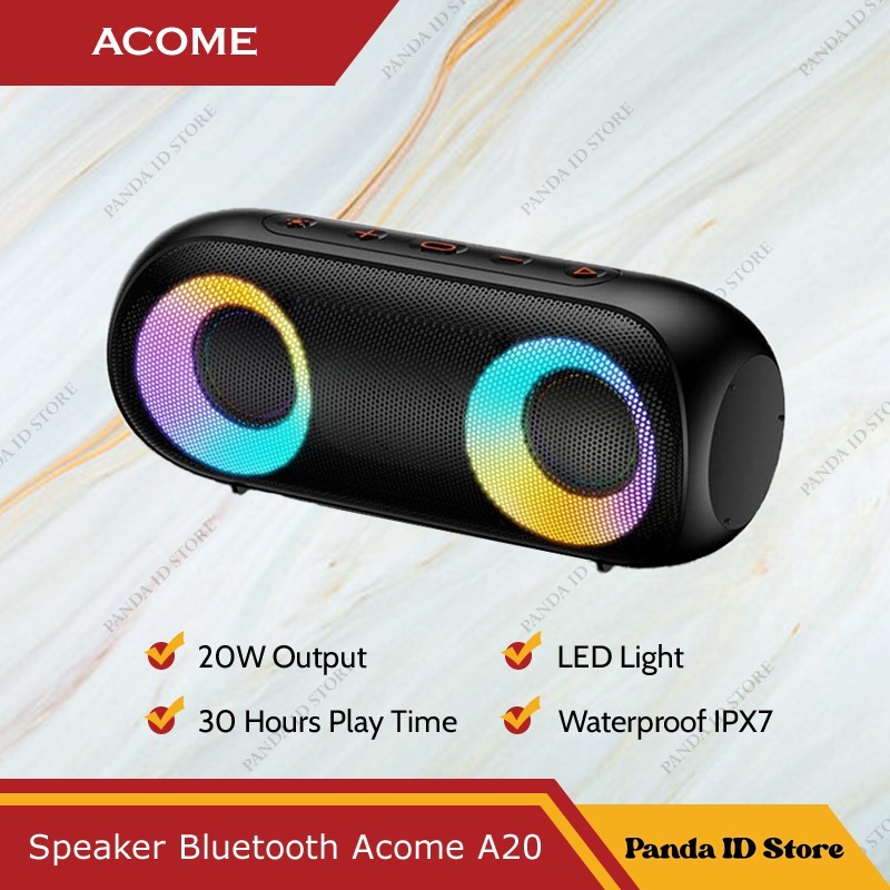 Speaker Bluetooth 5.0 Acome A20 Super Bass 20W RGB Light Waterproof IPX7