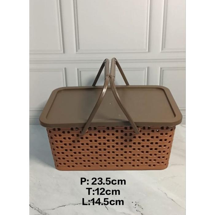 [TERLARIS] 12PCS Keranjang  Segi pegangan untuk hajatan coklat plastik serbaguna pakai tutup keranja