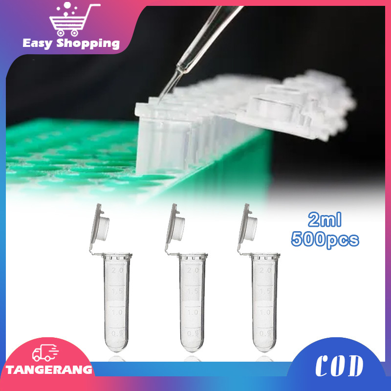 500pcs Centrifuge Tube Sample Cup 2ml Pcr Eppendorf Tube Tabung Conical