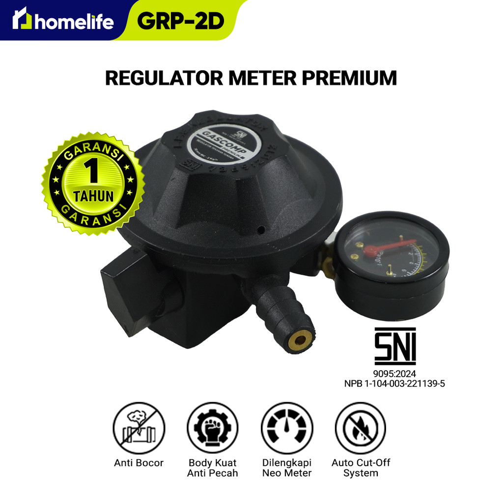 homelife Regulator Meter Premium (GRP-2D) Regulator Gas Aman Regulator Gas Anti Bocor Regulator Gas 
