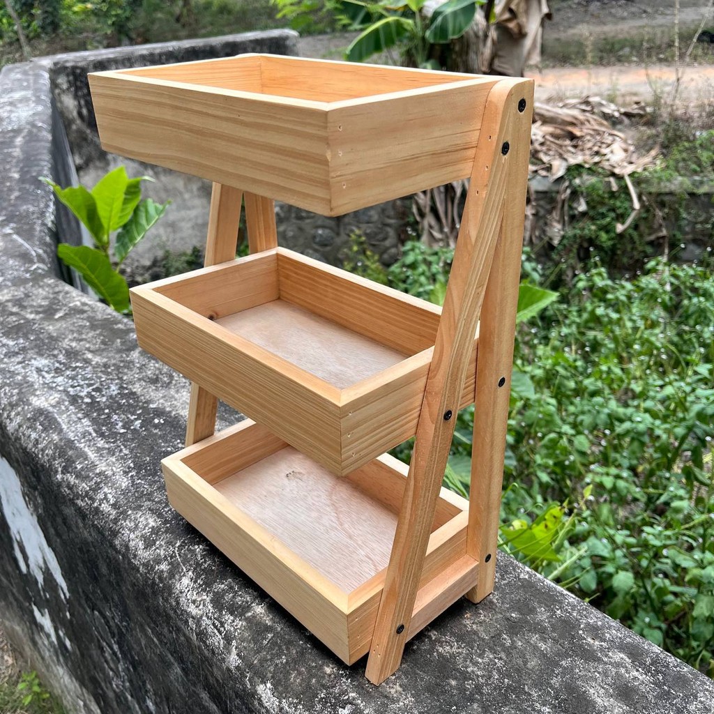 Rak Bawang Kayu 3 Susun / Rak Bumbu Serbaguna