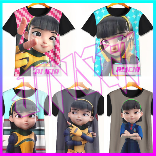 Kaos Ejen Alicia 3D Keren | Kaos Kartun Ejen Alicia | Baju Ejen Alicia Murah Untuk Anak Umur 1-12 Ta
