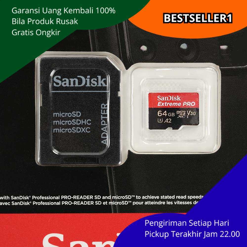 Kartu MicroSD SanDisk Extreme Pro microSDXC 200MB/s A2 V30 – Memori Kinerja Tinggi & Stabil – Cocok 