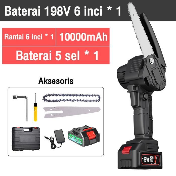 Reaim Gergaji Baterai 198V Gergaji Listrik Gergaji Mesin Mini Chainsaw Mini Gergaji Portable - 198V/