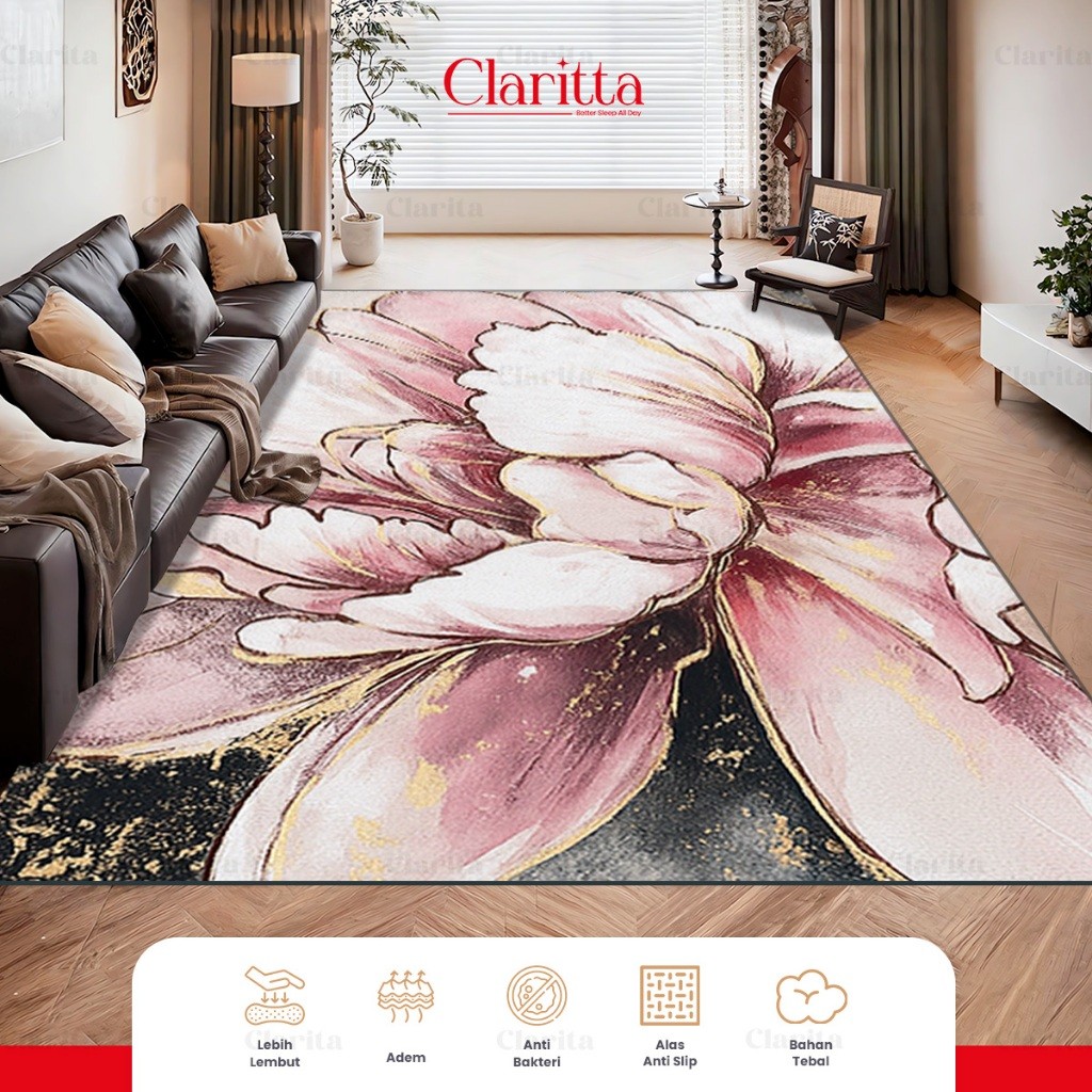 MAJAPUR  Claritta - Karpet Motif Elegan Karpet Lantai Ruang Tamu 3 Ukuran Karpet Eropa Permadani