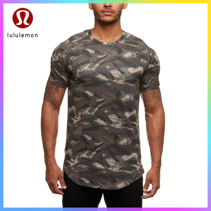 Men's Top Lululemon Yoga T-shirt Summer Camouflage Round Neck Shirt TX-70X