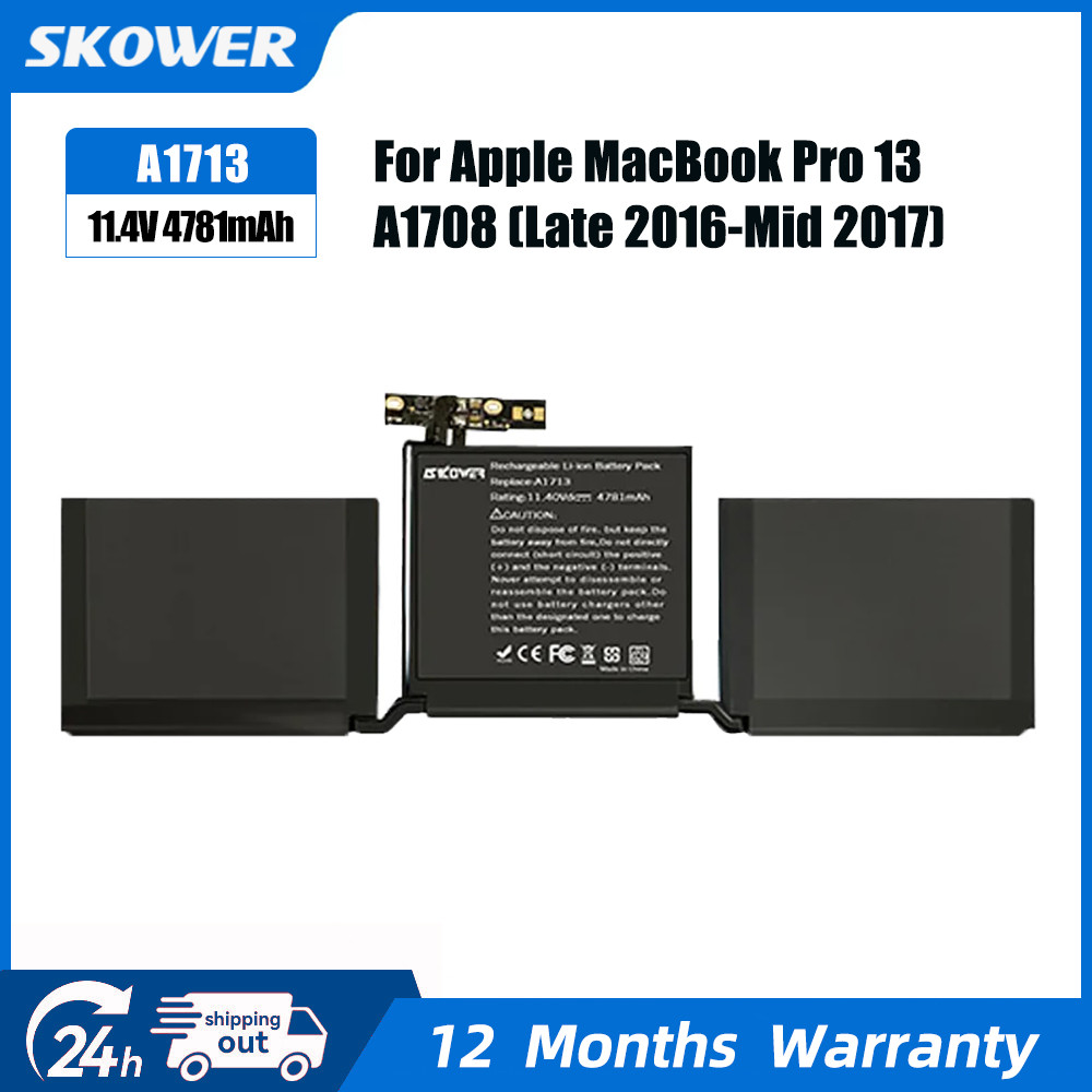 SKOWER A1713 Laptop Battery For Apple MacBook 13" A1708 (Later 2016-Mid 2017) A2159 (2019) A2289 (20