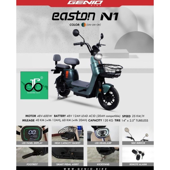 Sepeda Listrik Genio Easton N1 (48v 600watt) NEW N 1