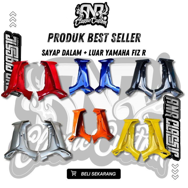 Sayap luar + sayap dalam yamaha fiz r fizr hitam biru kuning silver PERSISI