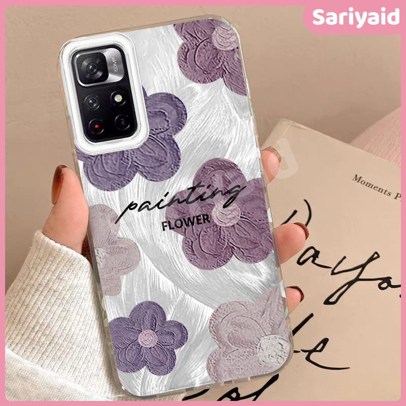 Casing hp Casing Redmi Note 14 12 10 9 4G redmi 14C 13C 9C NFC 10A 9A REDMI 13 5G 12 bunga ungu bing