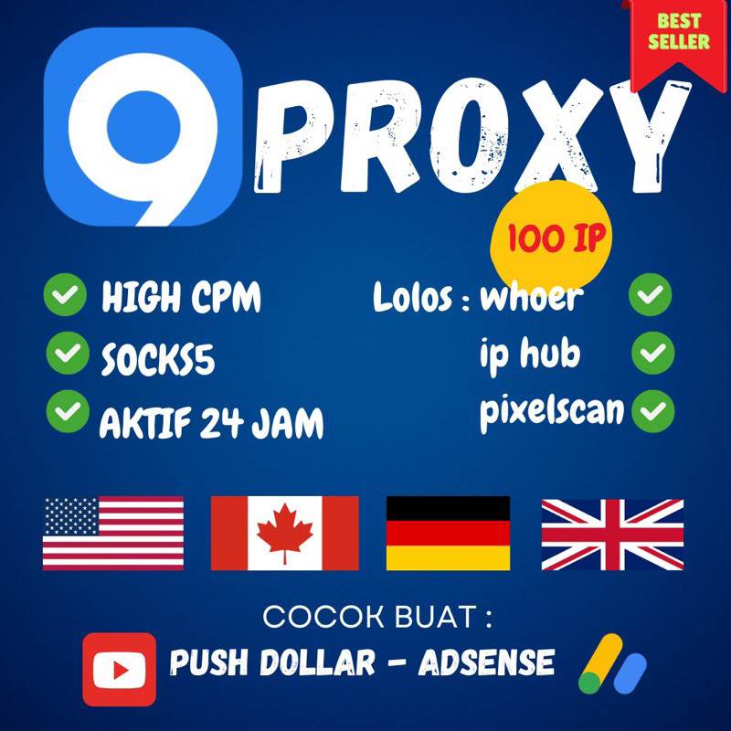 Premium Proxy Residential 9Proxy 100 IP Latency Rendah
