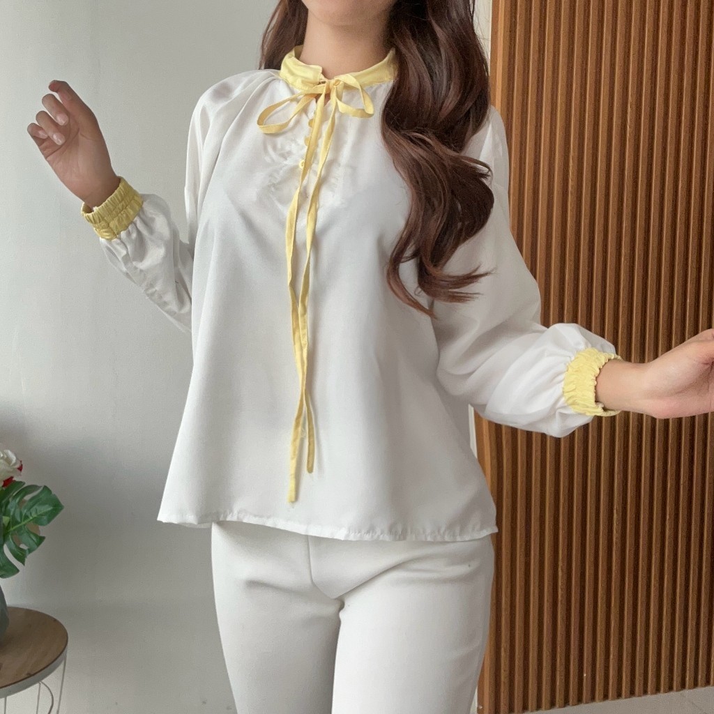 Dearvera —— (Real Picture) Shein Blouse Atasan Wanita Tali Pita Fashion Wanita