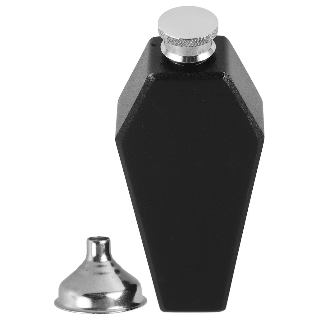 Coffin Flask 304 Stainless Steel 35ml Leak Proof Hip Flask for Liquor Whiskey Halloween Party Small 