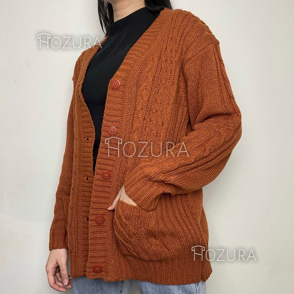 Cardigan Sweater Rajut Wanita Style Lanna (Batta) - Cardigan Rajut Jumbo Oversize Tebal - Outer Wani