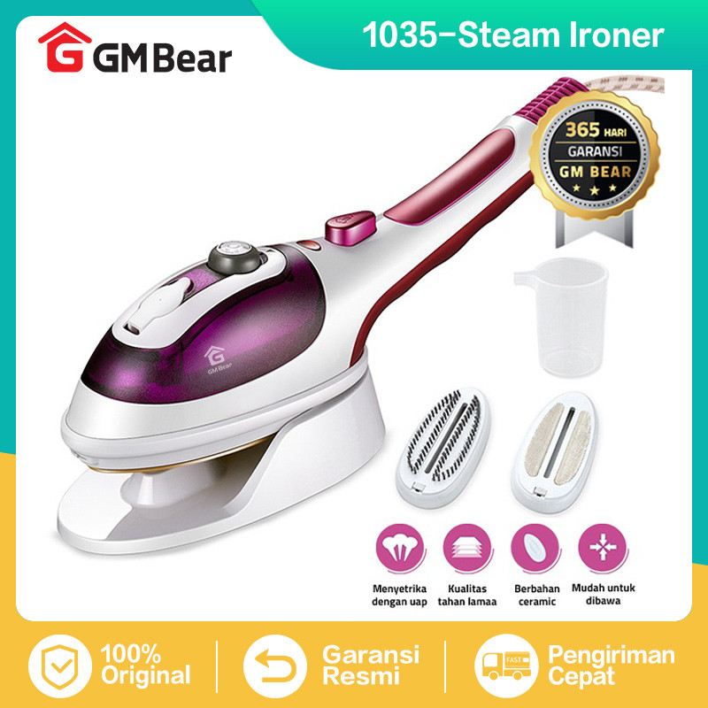 GM Bear Setrika Uap Portable 1035 - Setrika Uap Low Watt Setrika Travelling