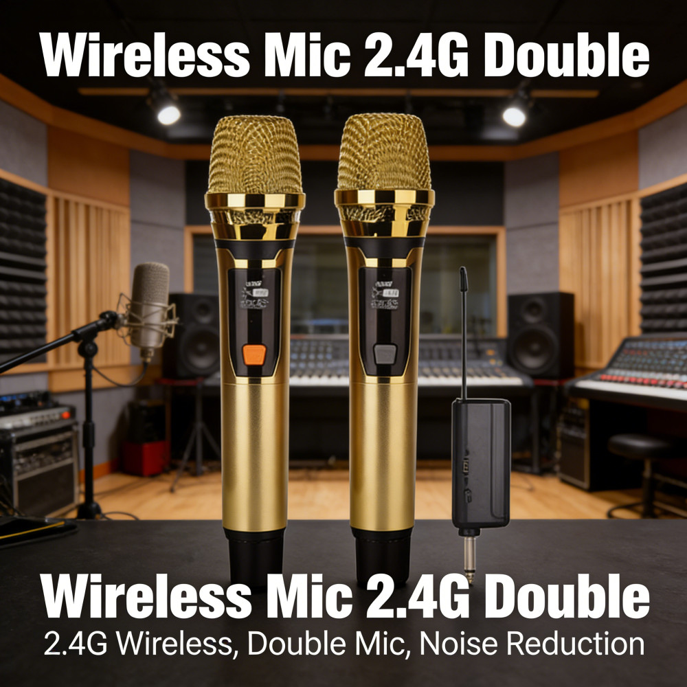 Single Profesional Microphone Wireless 2.4G Dual Karaoke Double Single