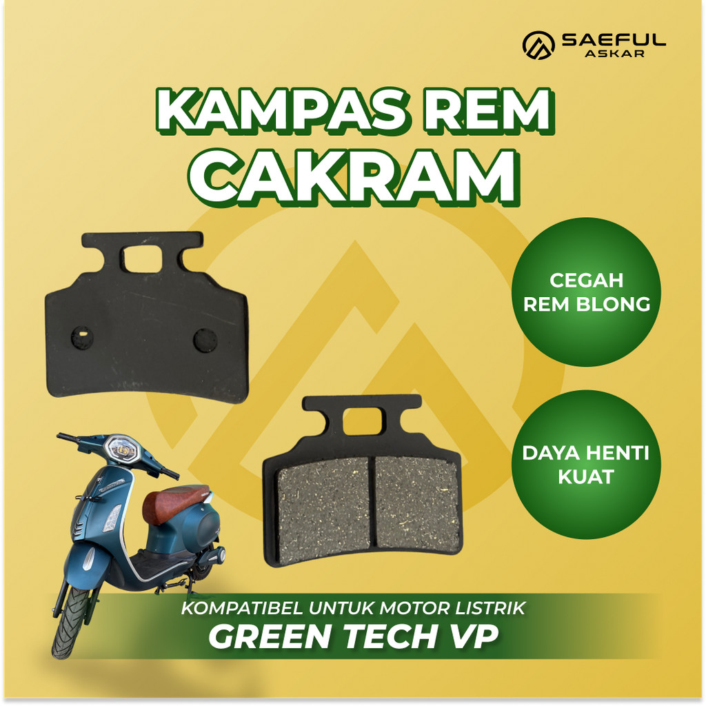Set Kampas Rem Motor Listrik VP Green Tech | Kampas Rem Cakram