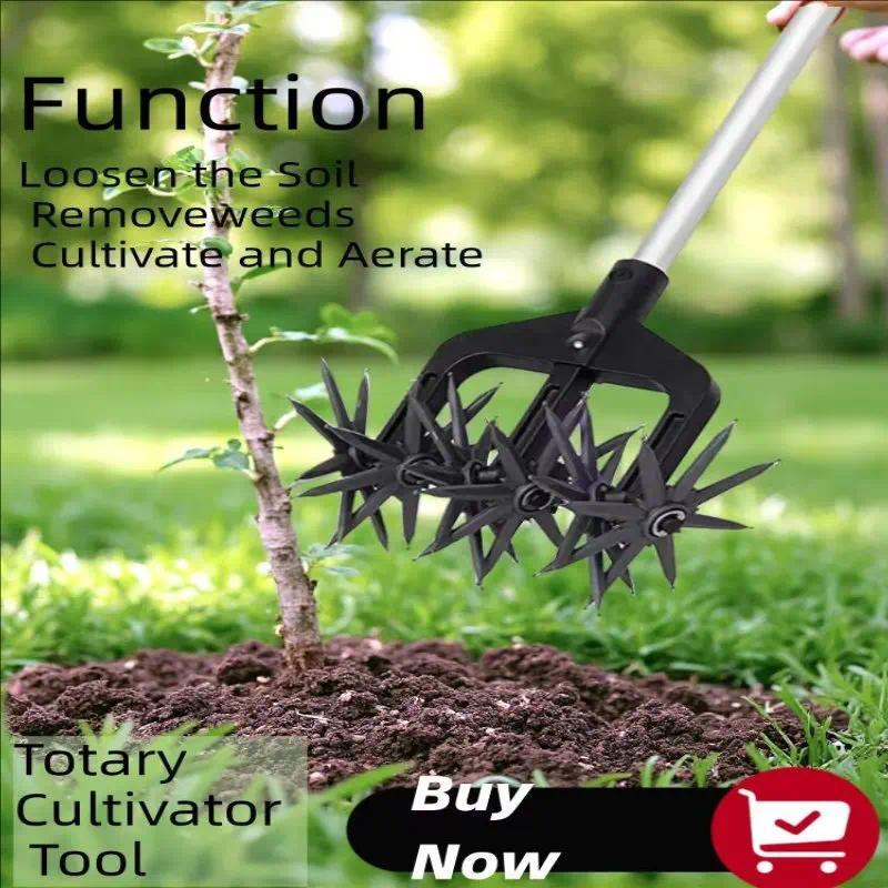 Adjustable Rotary Cultivator Garden Lawn Ripper Gardening Rotary Tiller and Hand-Held Garden Cultiva